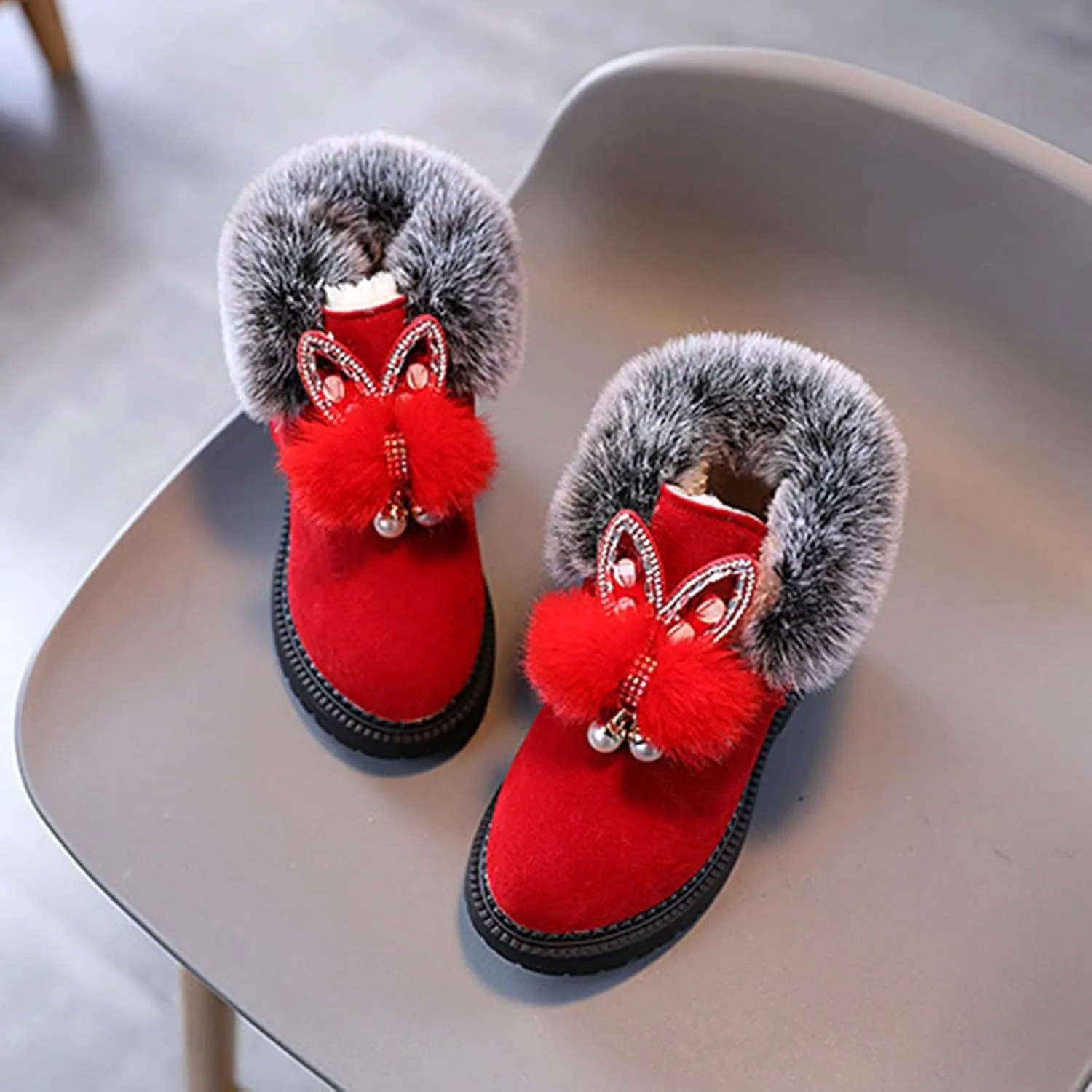 Boots for Girls Kid Winter Waterproof Snow Boots Outdoor Warm Faux Fur Lined Shoes Cold Weather Warm Resistance Boots