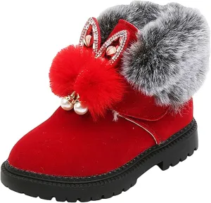 Boots for Girls Kid Winter Waterproof Snow Boots Outdoor Warm Faux Fur Lined Shoes Cold Weather Warm Resistance Boots