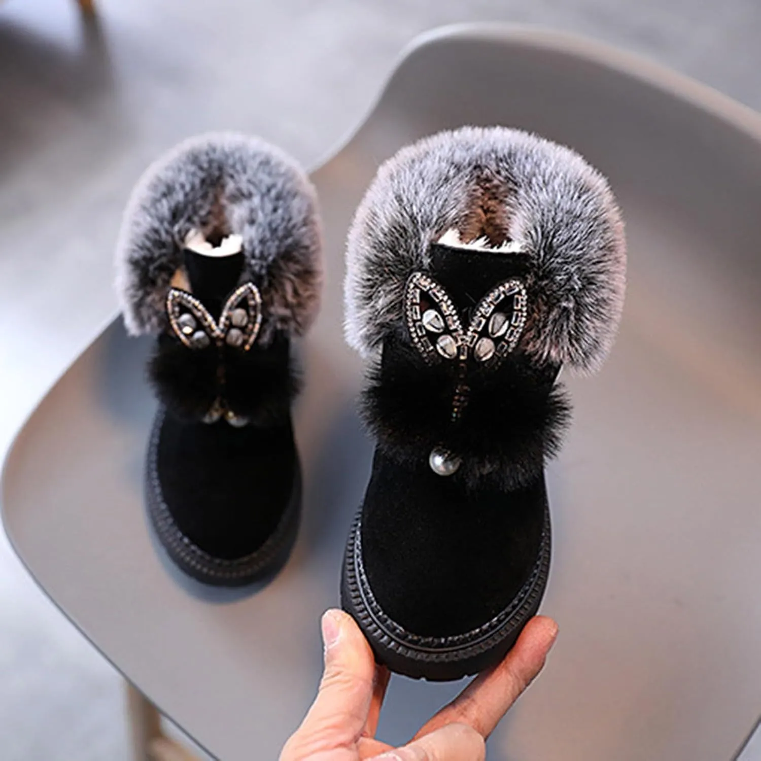 Boots for Girls Kid Winter Waterproof Snow Boots Outdoor Warm Faux Fur Lined Shoes Cold Weather Warm Resistance Boots