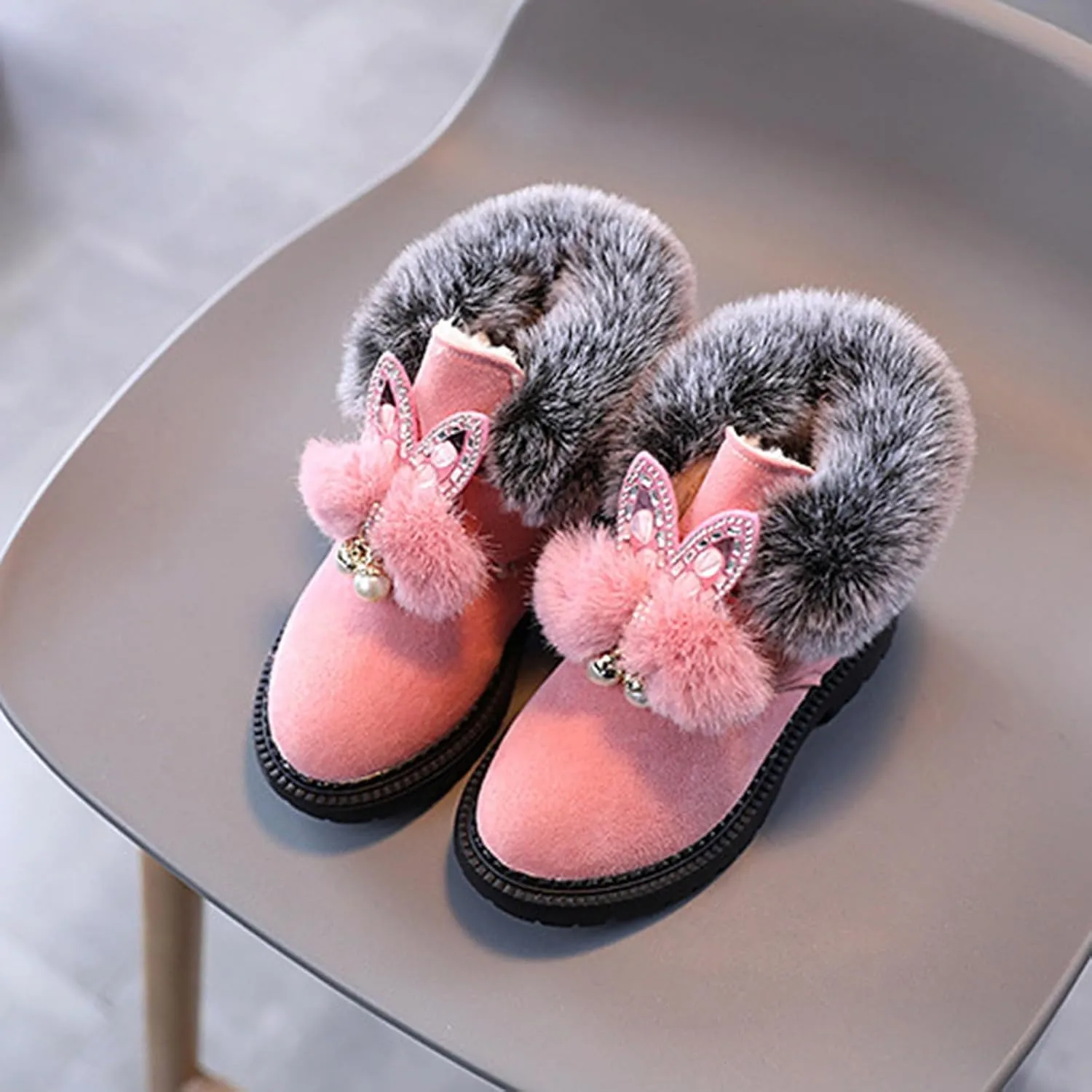 Boots for Girls Kid Winter Waterproof Snow Boots Outdoor Warm Faux Fur Lined Shoes Cold Weather Warm Resistance Boots