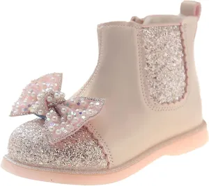 Boots for Girls Sparkly Sequin Cute Pearl Bowknot Ankle Boots Fashion Leather Dress Shoes 3 Toddler Girl Boots