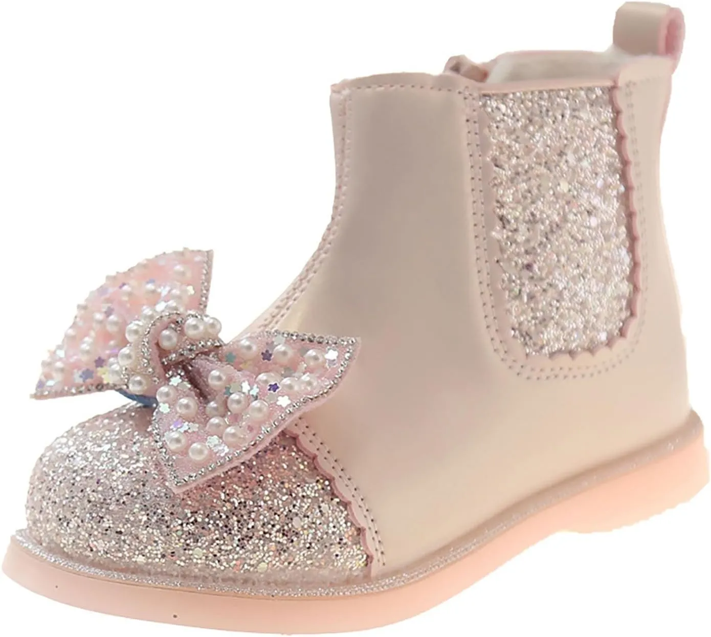 Boots for Girls Sparkly Sequin Cute Pearl Bowknot Ankle Boots Fashion Leather Dress Shoes 3 Toddler Girl Boots