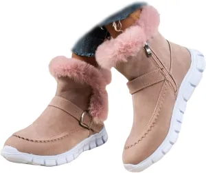 Boots For Women Ankle Booties With Fur Lined Warm Snow Winter Boots Comfortable Casual Fashion Trendy Loafers Shoes