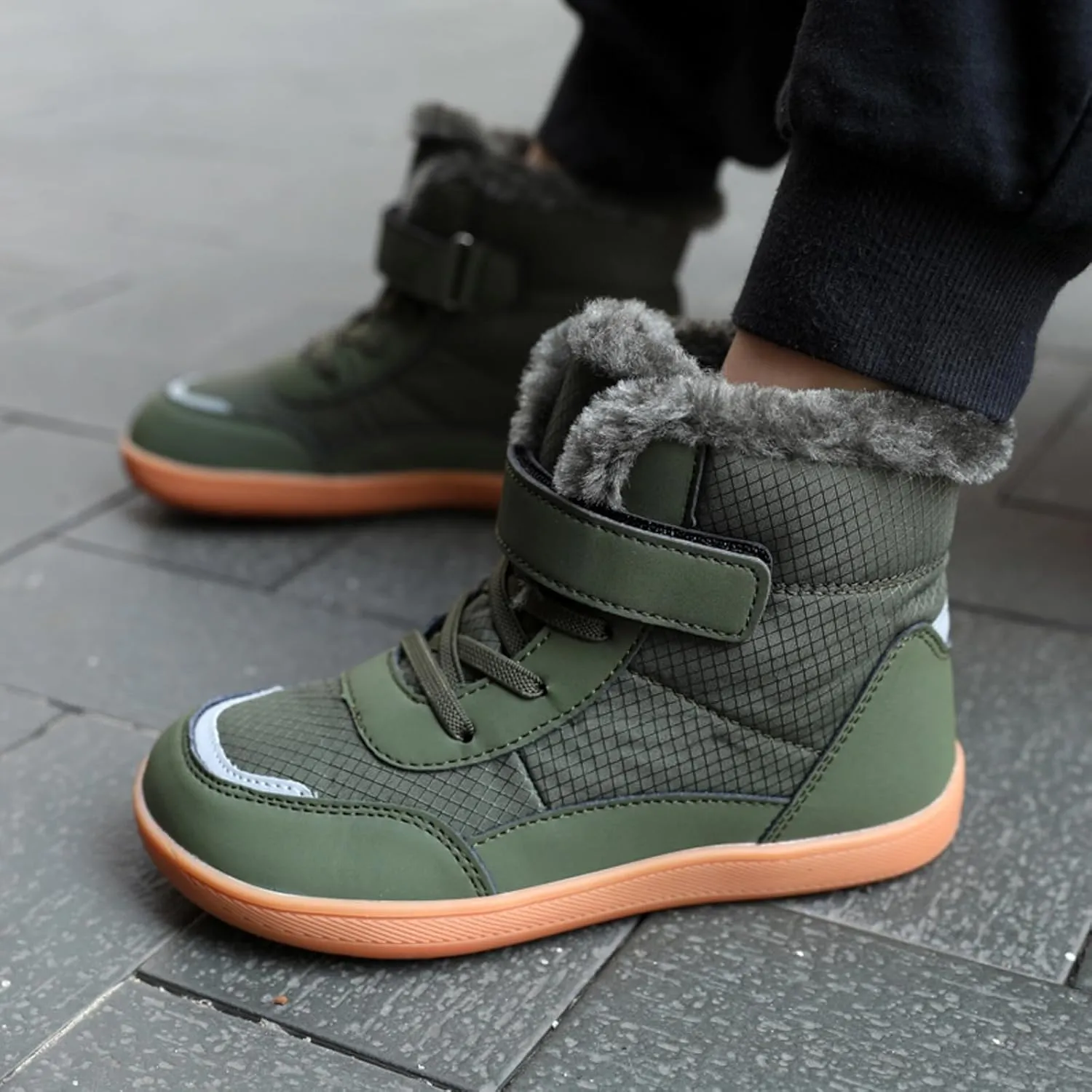 Boys Girls Barefoot Winter Boots With Wide Toe Box Slip Drop Sole Ankle Winter Snow Boots For Boys Shoes Size 1