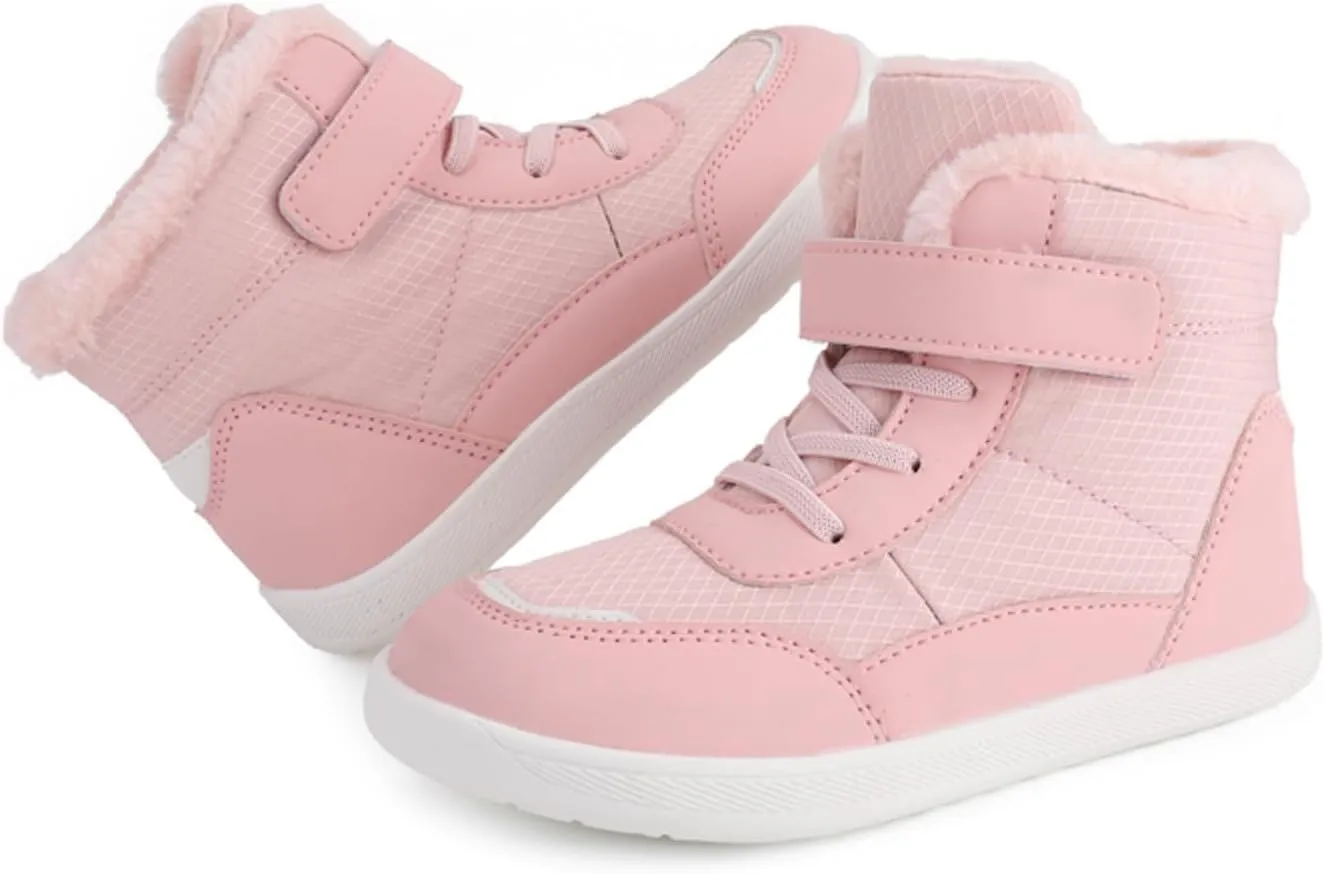 Boys Girls Barefoot Winter Boots With Wide Toe Box Slip Drop Sole Ankle Winter Snow Boots For Boys Size 5 Shoes