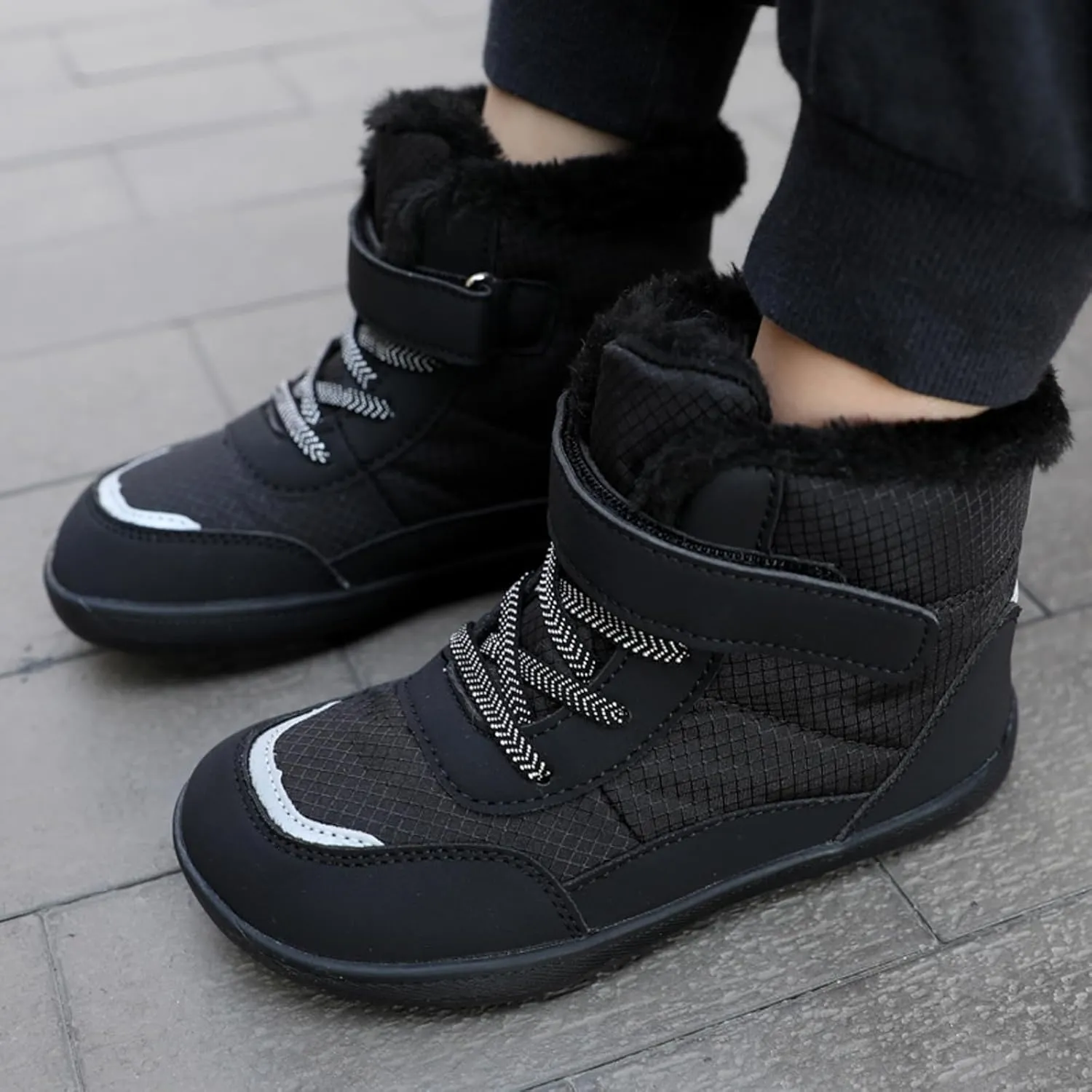 Boys Girls Barefoot Winter Boots With Wide Toe Box Slip Drop Sole Ankle Winter Snow Boots Little Boy Rain Boots Size 6