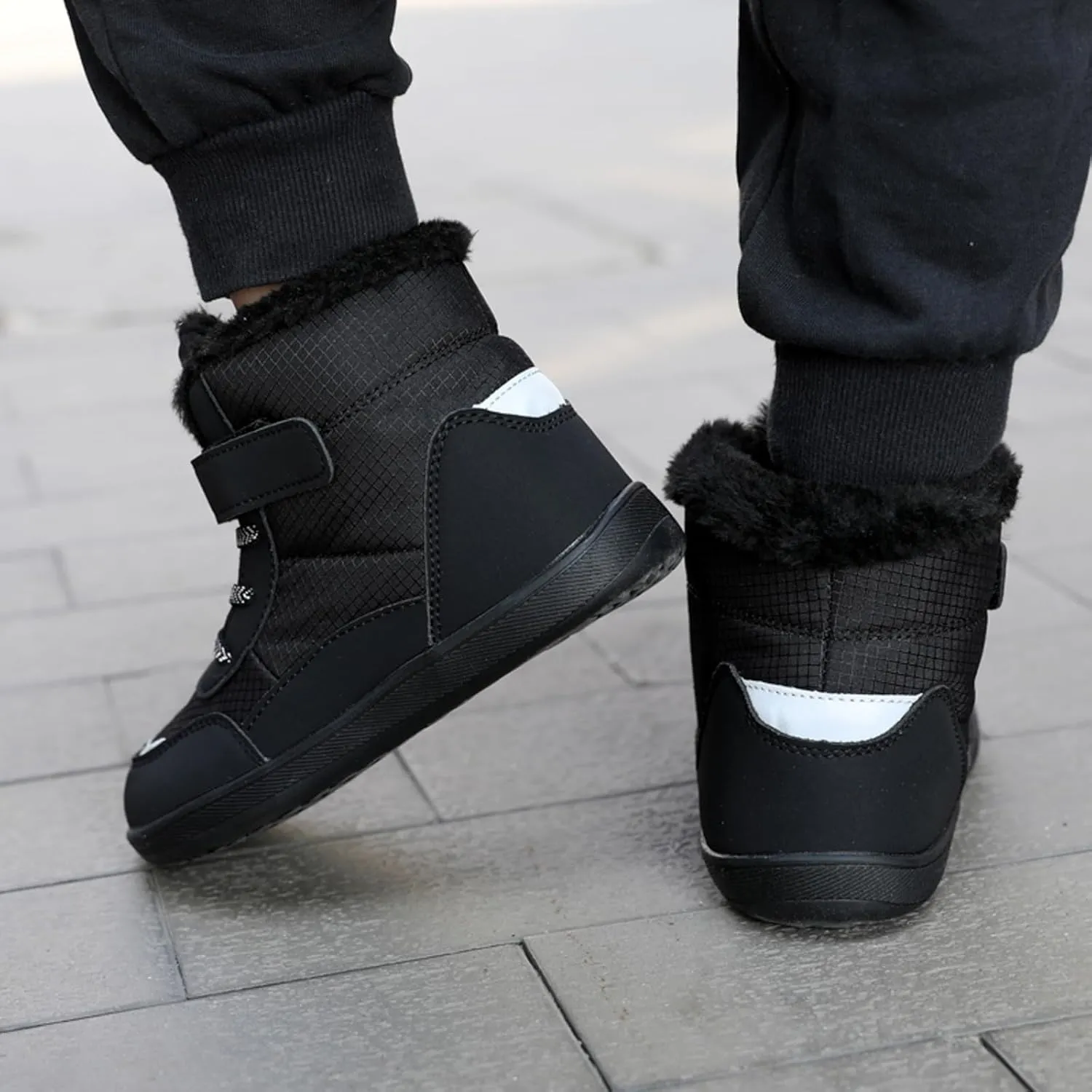 Boys Girls Barefoot Winter Boots With Wide Toe Box Slip Drop Sole Ankle Winter Snow Boots Little Boy Rain Boots Size 6