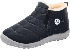 Boys Girls Kids Snow Boots Warm  Lined Slip On Winter Splashing Shoes Lightweight Comfy Outdoor Booties