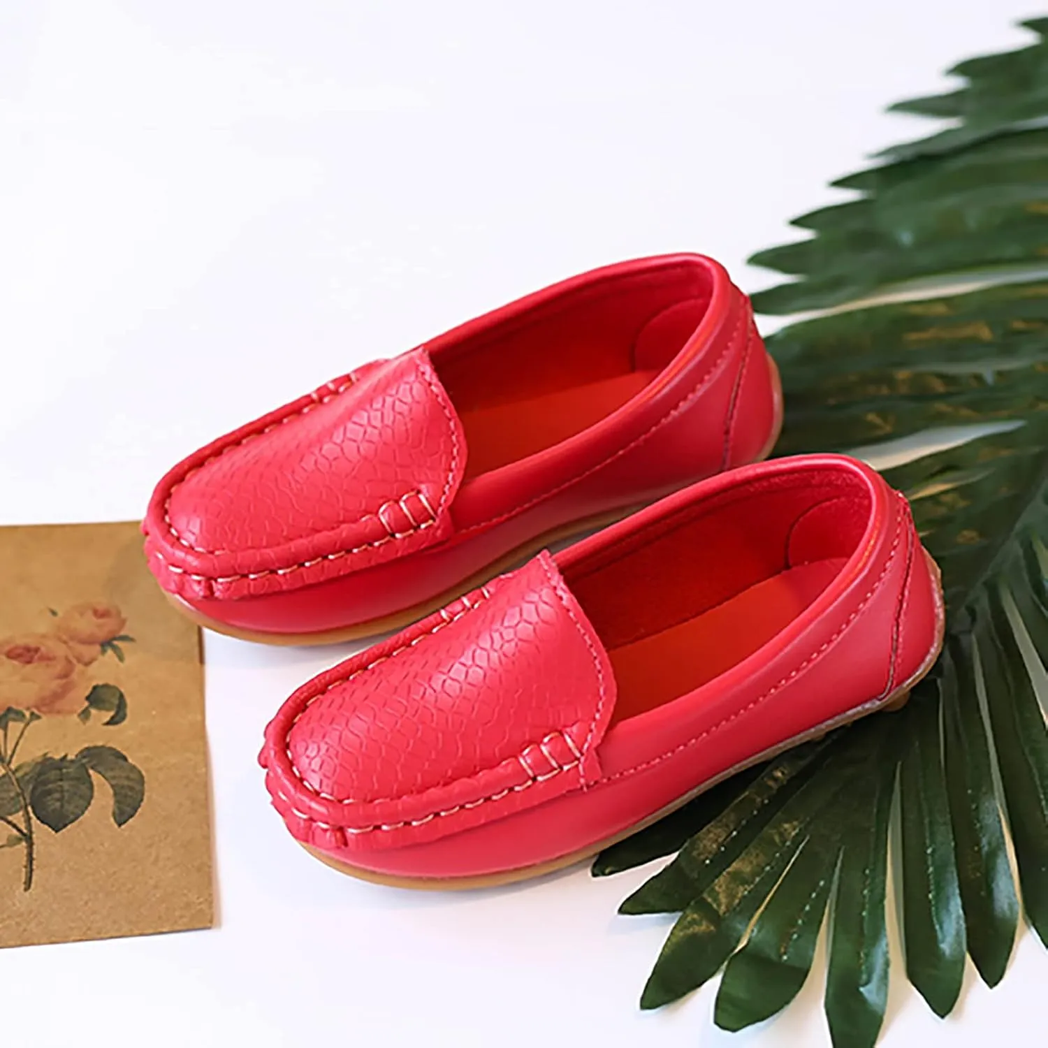Boys Girls Loafer Flat Slip-On Comfort School Casual Dress Shoes Light Weight Lace Up Casua lBoat Shoes