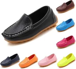 Boys Girls Loafer Toddler 𝐖aterproof Leather Shoes Flat Slip-On Comfort School Casual Lightweight Dress Shoes