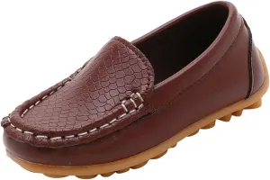 Boys Girls Loafer Toddler 𝐖aterproof Leather Shoes Flat Slip-On Comfort School Casual Lightweight Dress Shoes