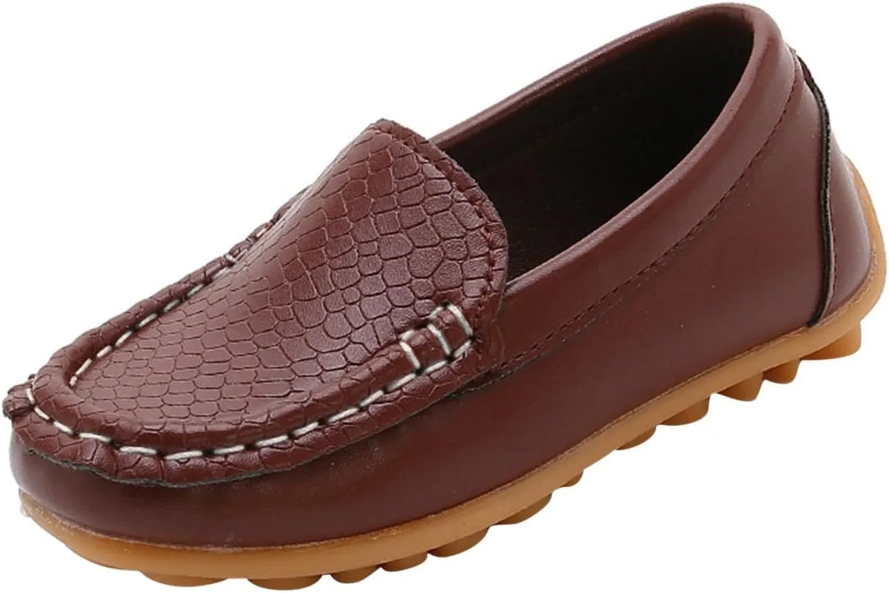 Boys Girls Loafer Toddler 𝐖aterproof Leather Shoes Flat Slip-On Comfort School Casual Lightweight Dress Shoes