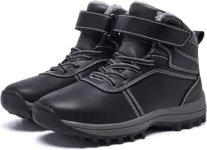 Boys Girls Snow Boots Winter Slip On Warm Fur Lined Shoes Lightweight Water-Resistant Cold Weather Boot (Little Kid/Big Kid)
