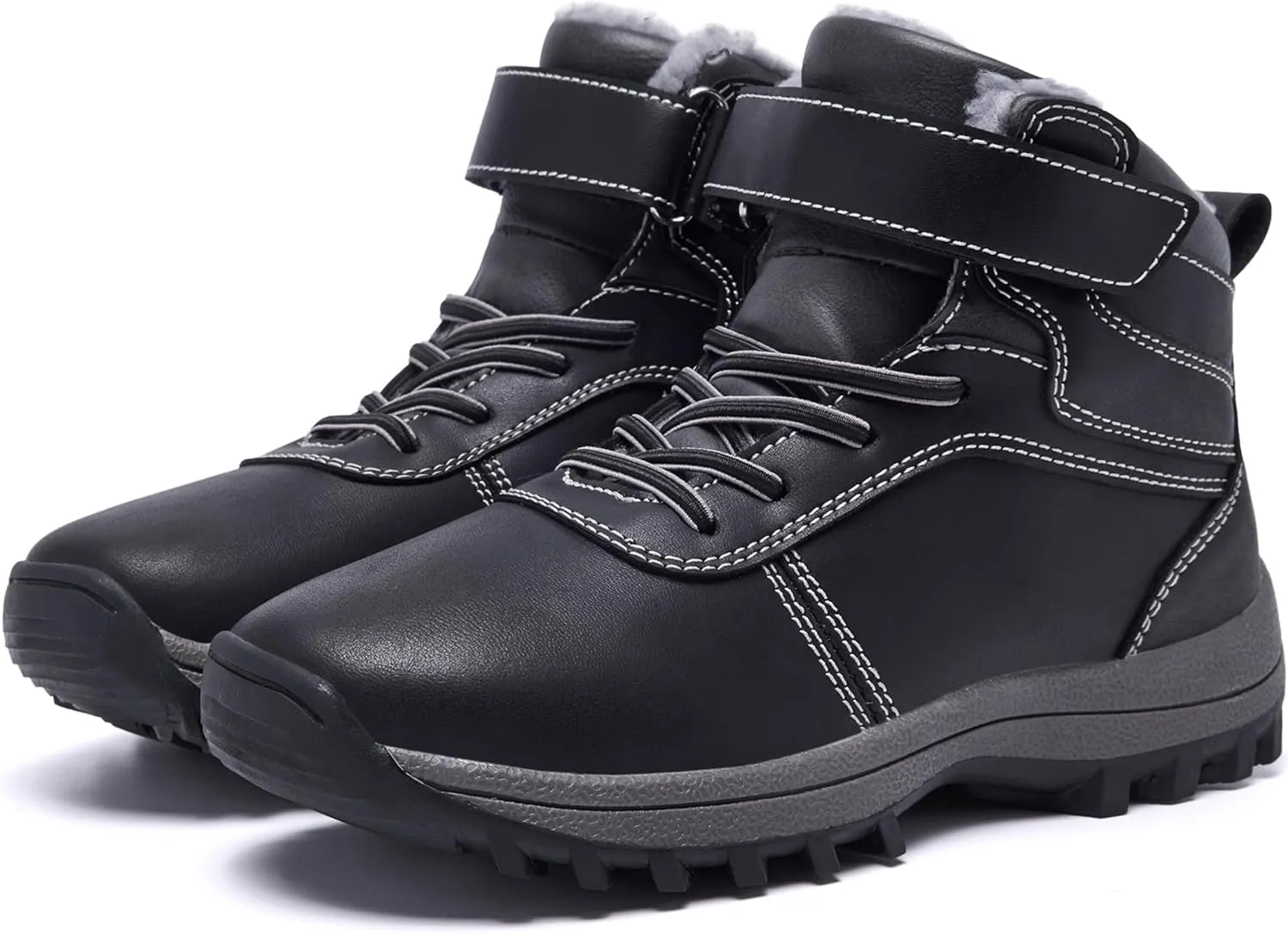 Boys Girls Snow Boots Winter Slip On Warm Fur Lined Shoes Lightweight Water-Resistant Cold Weather Boot (Little Kid/Big Kid)