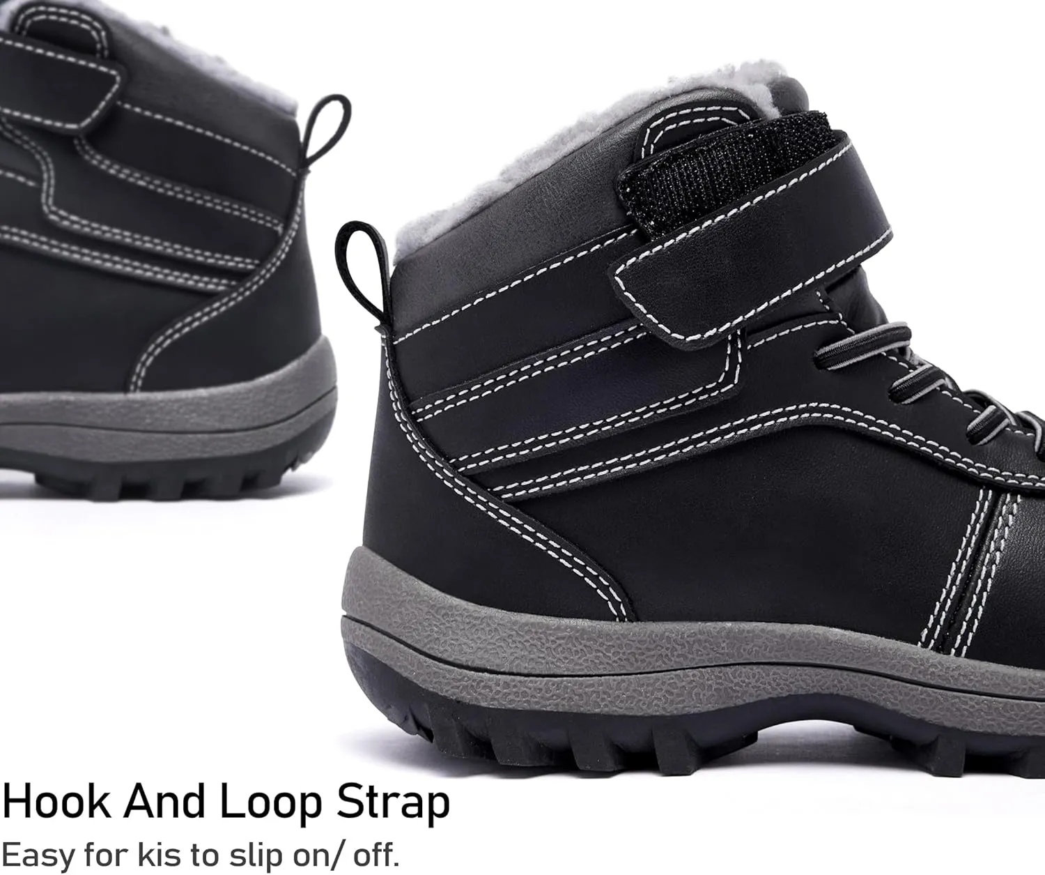 Boys Girls Snow Boots Winter Slip On Warm Fur Lined Shoes Lightweight Water-Resistant Cold Weather Boot (Little Kid/Big Kid)
