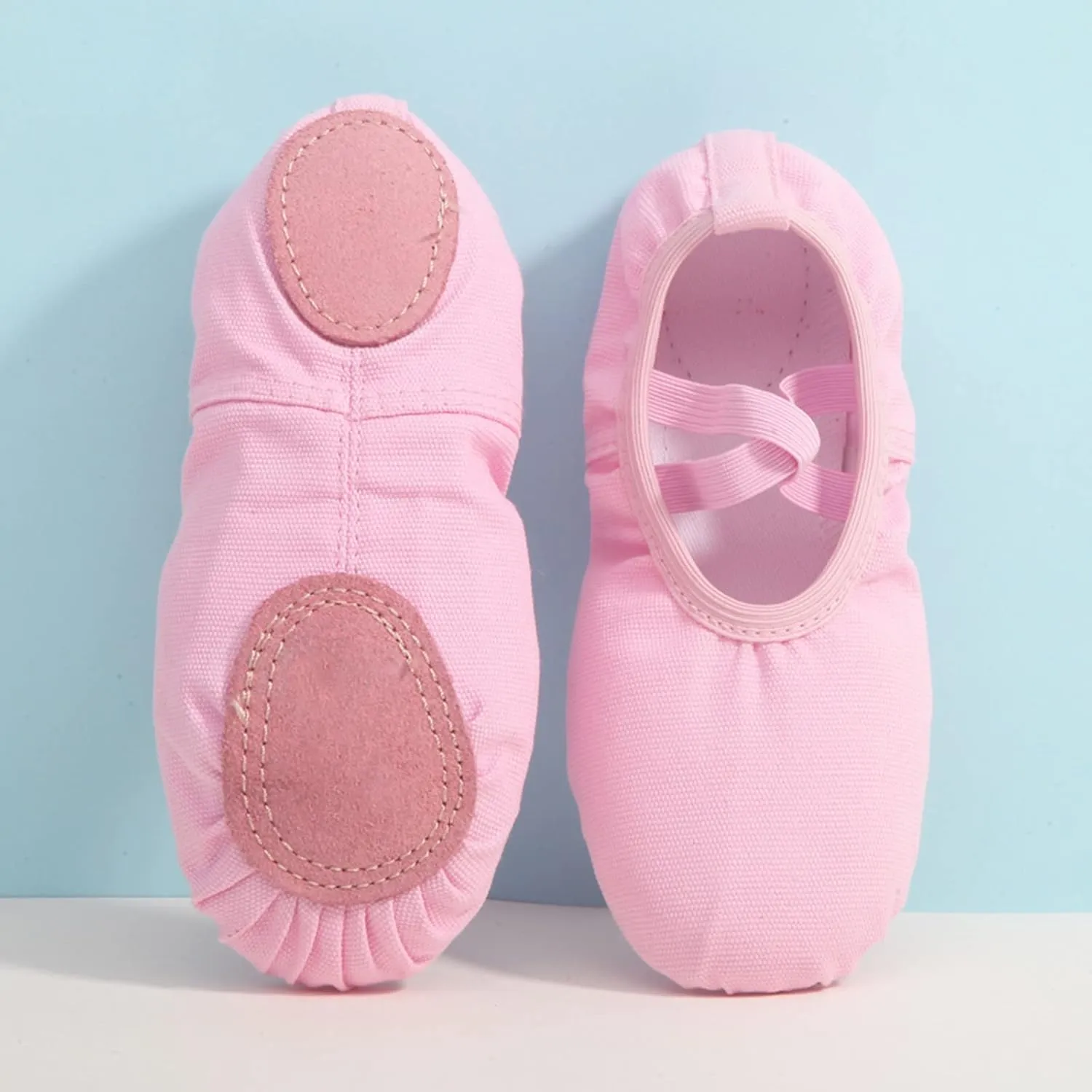 Canvas Ballet Shoes for Girls, Kids Dance Practice Slippers Split Soft Leather Flat Sole Yoga Gymnastics Shoes