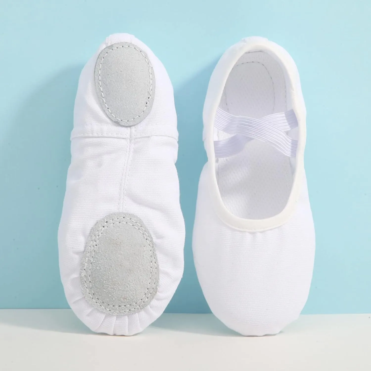 Canvas Ballet Shoes for Girls, Kids Dance Practice Slippers Split Soft Leather Flat Sole Yoga Gymnastics Shoes