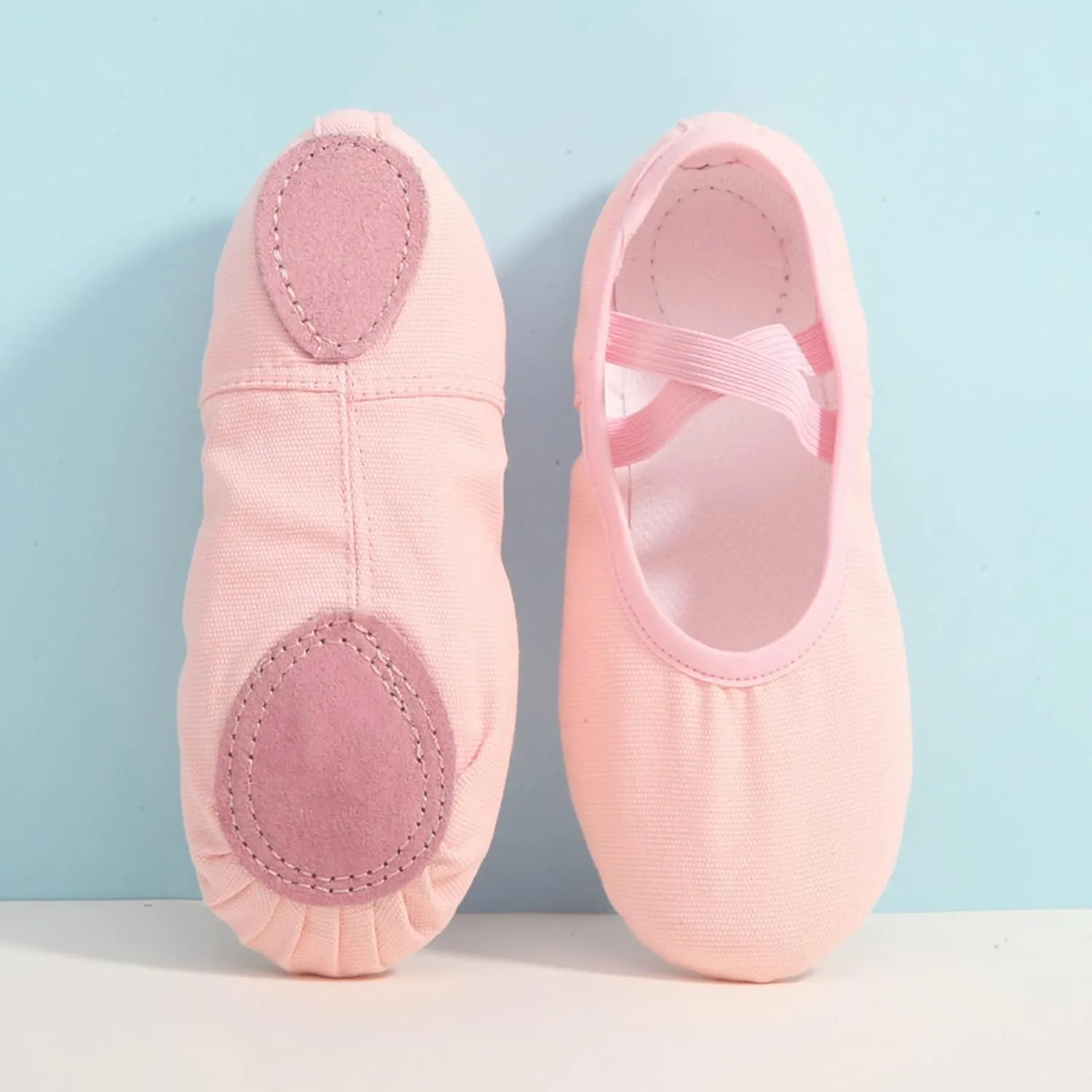 Canvas Ballet Shoes for Girls, Kids Dance Practice Slippers Split Soft Leather Flat Sole Yoga Gymnastics Shoes