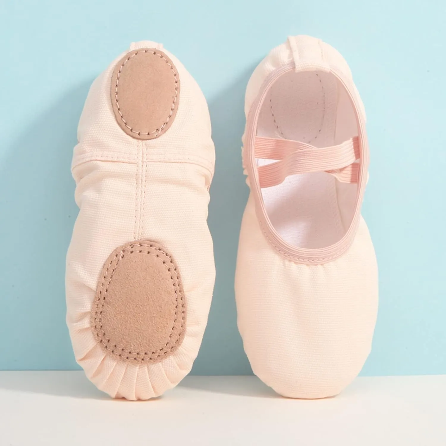 Canvas Ballet Shoes for Girls, Kids Dance Practice Slippers Split Soft Leather Flat Sole Yoga Gymnastics Shoes