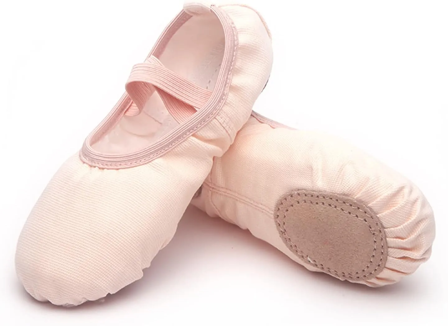 Canvas Ballet Shoes for Girls, Kids Dance Practice Slippers Split Soft Leather Flat Sole Yoga Gymnastics Shoes
