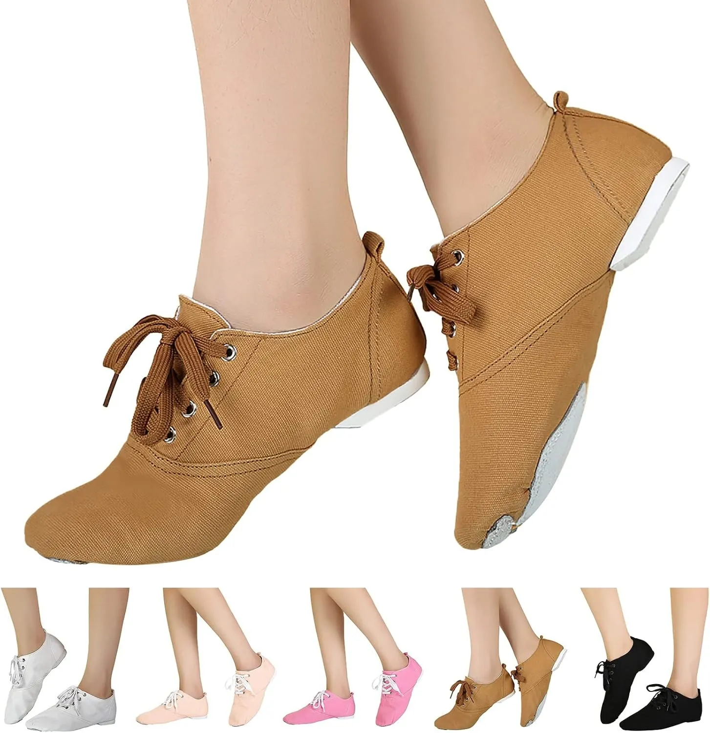 Canvas Jazz Shoe Slip On Dance Shoes for Girls and Boys Lace-Up Jazz Dance Shoes Toddler Kid Practice Shoes Flats