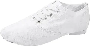 Canvas Jazz Shoe Slip On Dance Shoes for Girls and Boys Lace-Up Jazz Dance Shoes Toddler Kid Practice Shoes Flats