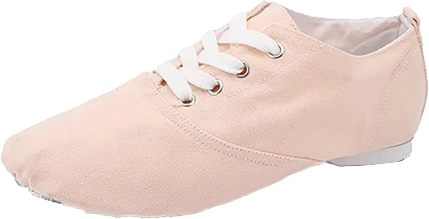 Canvas Jazz Shoe Slip On Dance Shoes for Girls and Boys Lace-Up Jazz Dance Shoes Toddler Kid Practice Shoes Flats