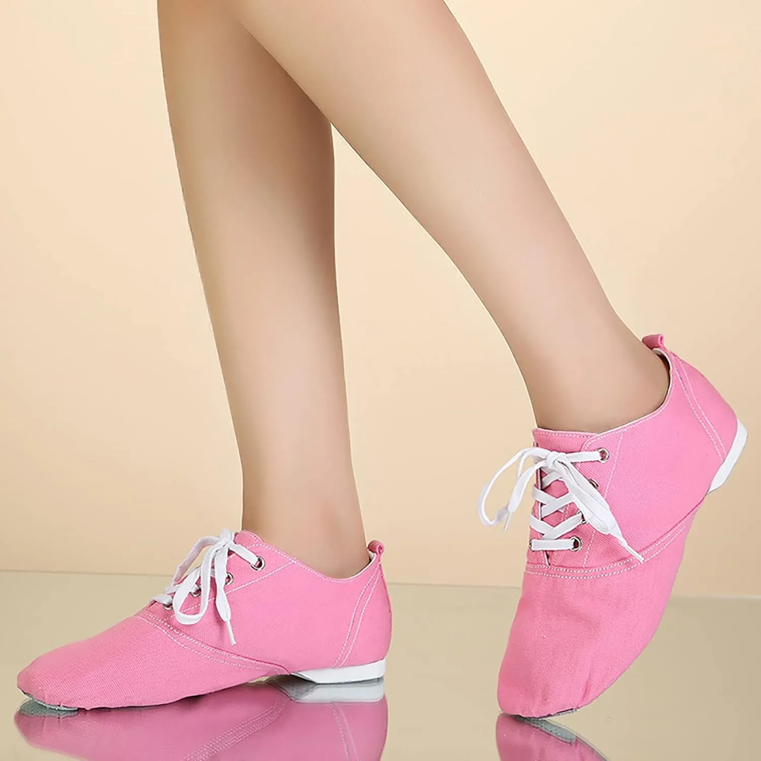 Canvas Jazz Shoe Slip On Dance Shoes for Girls and Boys Lace-Up Jazz Dance Shoes Toddler Kid Practice Shoes Flats