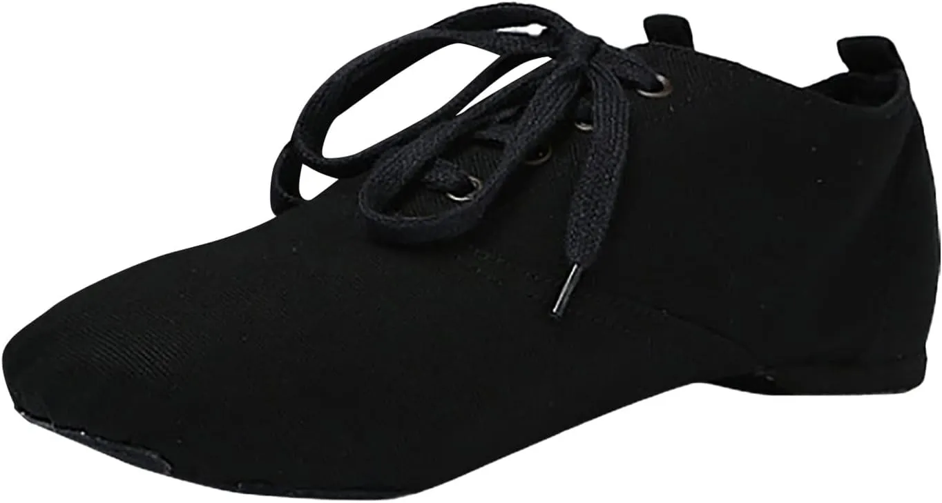 Canvas Jazz Shoe Slip On Dance Shoes for Girls and Boys Lace-Up Jazz Dance Shoes Toddler Kid Practice Shoes Flats