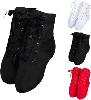 Canvas Lace-up Jazz Dance Boots Soft Soled High Top Ballet Dancing Sneakers for Adult Men Women Kid Girl Jazz