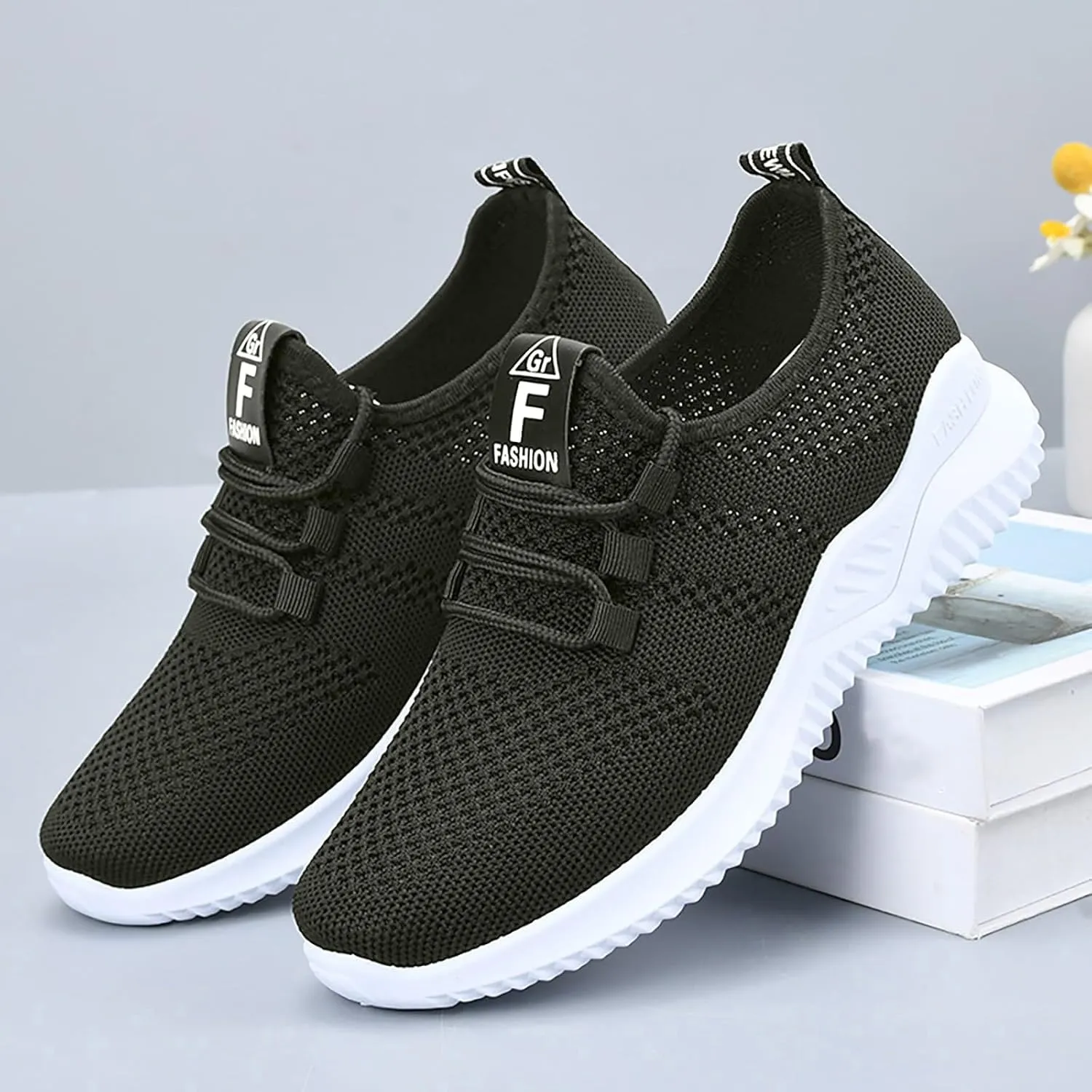 Casual Sneakers for Women Lightweight Breathable Non Slip Mesh Hollow Out Walking Shoes Work Shopping Travel Canvas Shoes Comfortable Sports Workout Gym Sneakers for Running