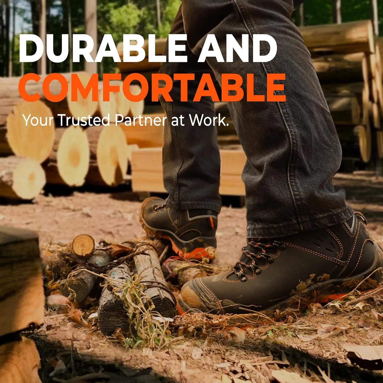 Composite Toe Boots for Men, Waterproof Construction Work Boots, Slip-Resistant Steel Toe Work Shoes, Lightweight and Durable Safety Duty Boots