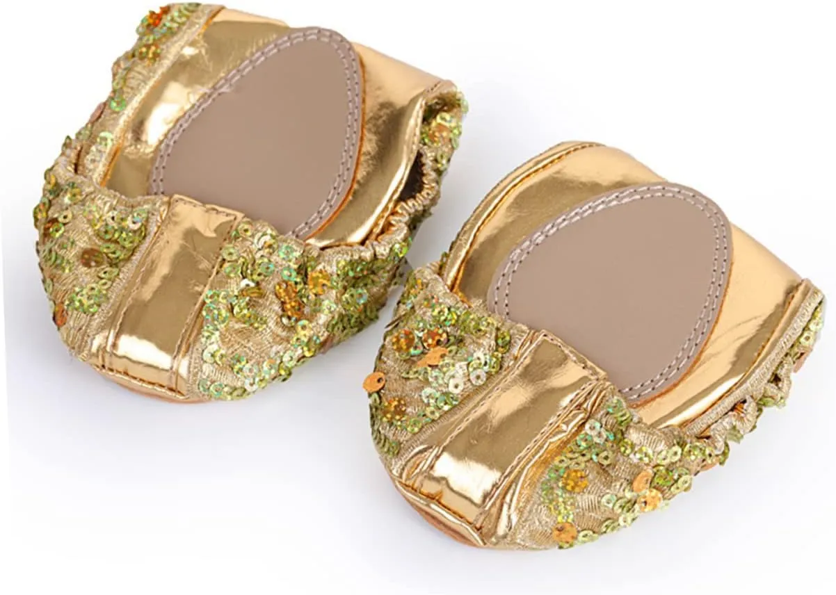 DOITOOL 1 Pair Silver Flat Shoes for Women Glitter Slides for Women Women Womens Flat Dress Shoes Foldable Ballet Flats Ballet Shoes Anti- Shoes Latin Shoes Round Plate Shoes
