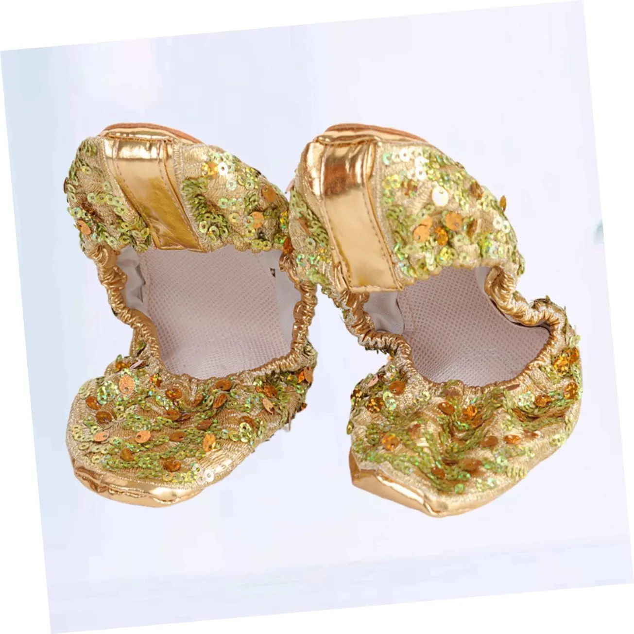 DOITOOL 1 Pair Silver Flat Shoes for Women Glitter Slides for Women Women Womens Flat Dress Shoes Foldable Ballet Flats Ballet Shoes Anti- Shoes Latin Shoes Round Plate Shoes