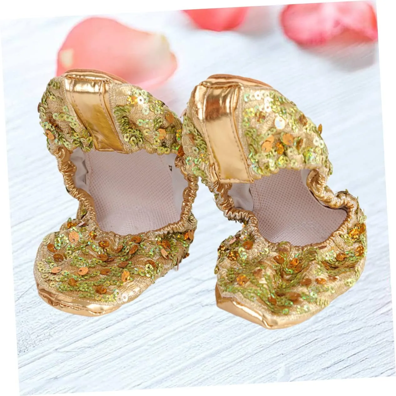 DOITOOL 1 Pair Silver Flat Shoes for Women Glitter Slides for Women Women Womens Flat Dress Shoes Foldable Ballet Flats Ballet Shoes Anti- Shoes Latin Shoes Round Plate Shoes