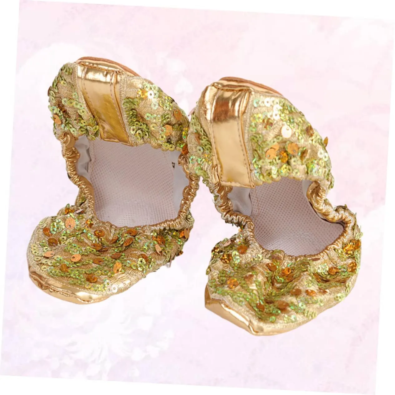 DOITOOL 1 Pair Silver Flat Shoes for Women Glitter Slides for Women Women Womens Flat Dress Shoes Foldable Ballet Flats Ballet Shoes Anti- Shoes Latin Shoes Round Plate Shoes