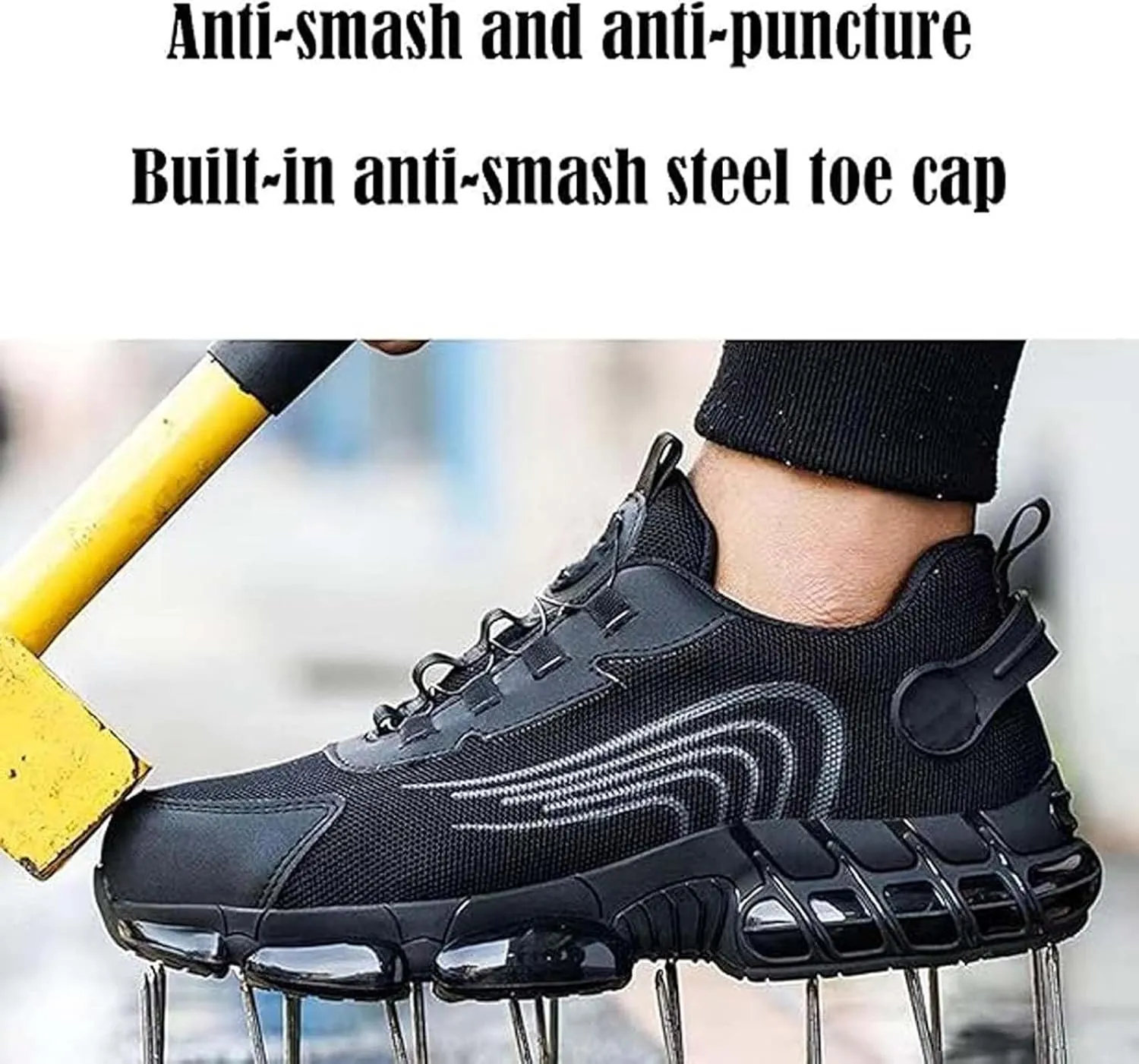 Evontura Steel Toe Shoes, Steel Toe Power Trainers, Safety Composite Toe Sneakers Indestructible Sneaker Work Shoes