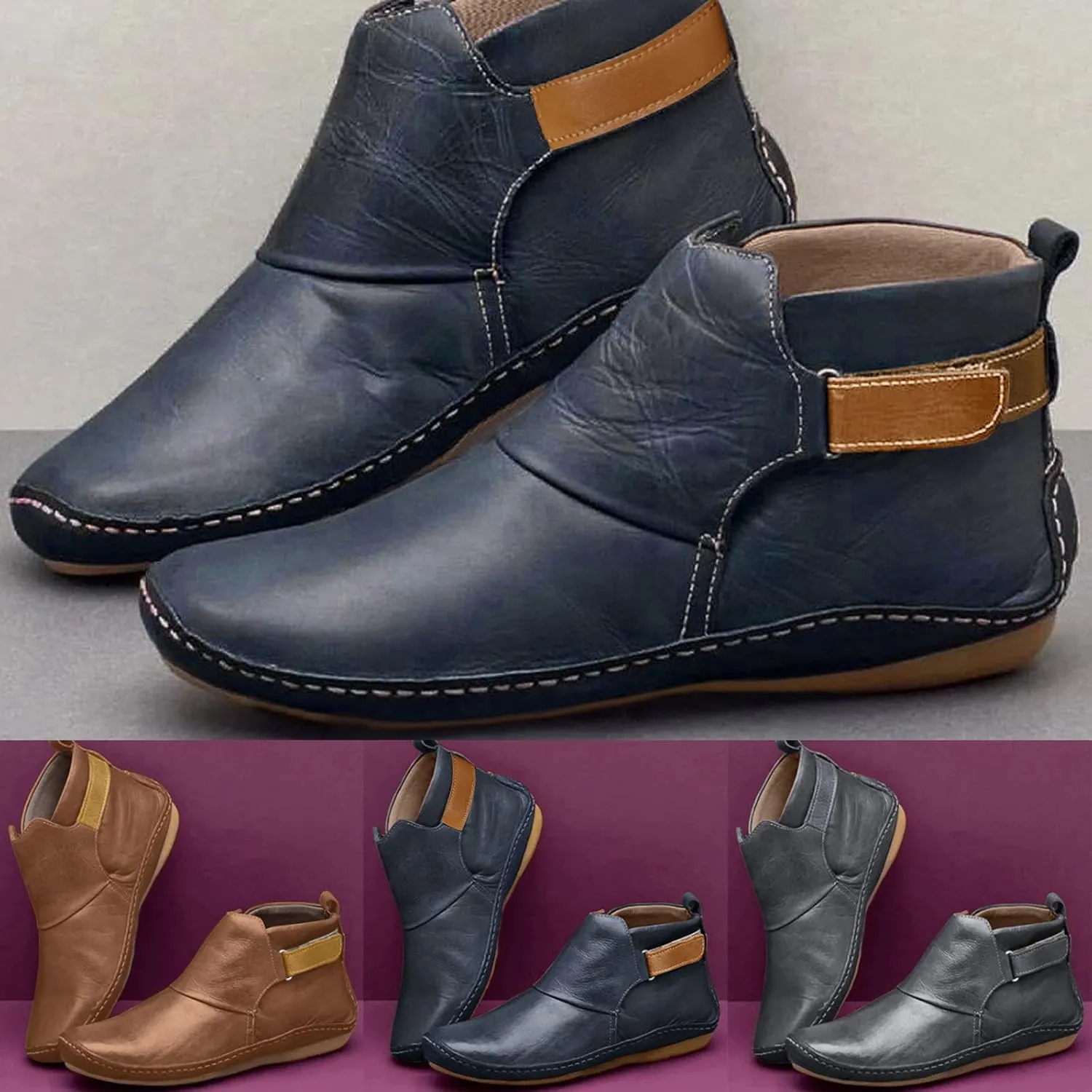 Gibobby Ankle Booties for Women Low Heel,Arch Support Boots Casual Flat Platform Short Ankle Boots Everyday Boots for Ladies