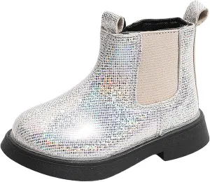Girls Booties Winter Boots Glitter Ankle Boots Toddler Fashion Shiny Chelsea Boots Non Slip Non Slip Ankle Boots Winter Shoes