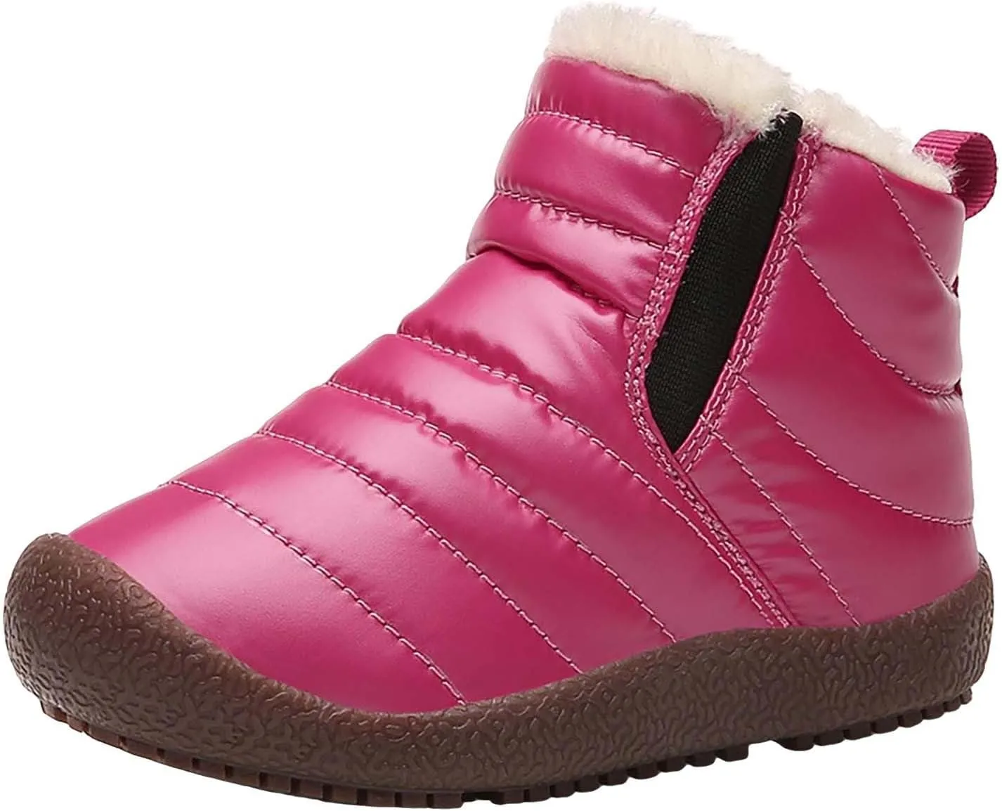 Girls Boys Ankle Snow Boots Faux  Lined Cozy Furry Outdoor Warm Comfortable Non Slip Shoes Winter Solid Flat