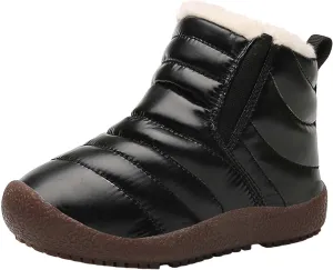 Girls Boys Ankle Snow Boots Faux  Lined Cozy Furry Outdoor Warm Comfortable Non Slip Shoes Winter Solid Flat