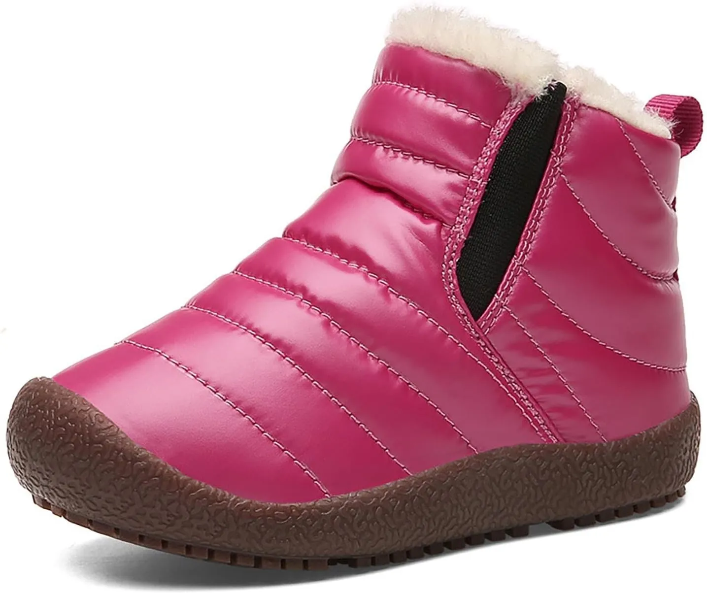 Girls Boys Ankle Snow Boots Faux  Lined Cozy Furry Outdoor Warm Comfortable Non Slip Shoes Winter Solid Flat