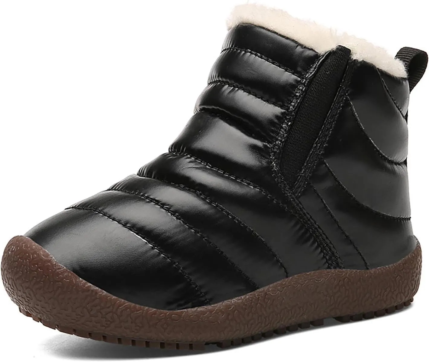 Girls Boys Ankle Snow Boots Faux  Lined Cozy Furry Outdoor Warm Comfortable Non Slip Shoes Winter Solid Flat