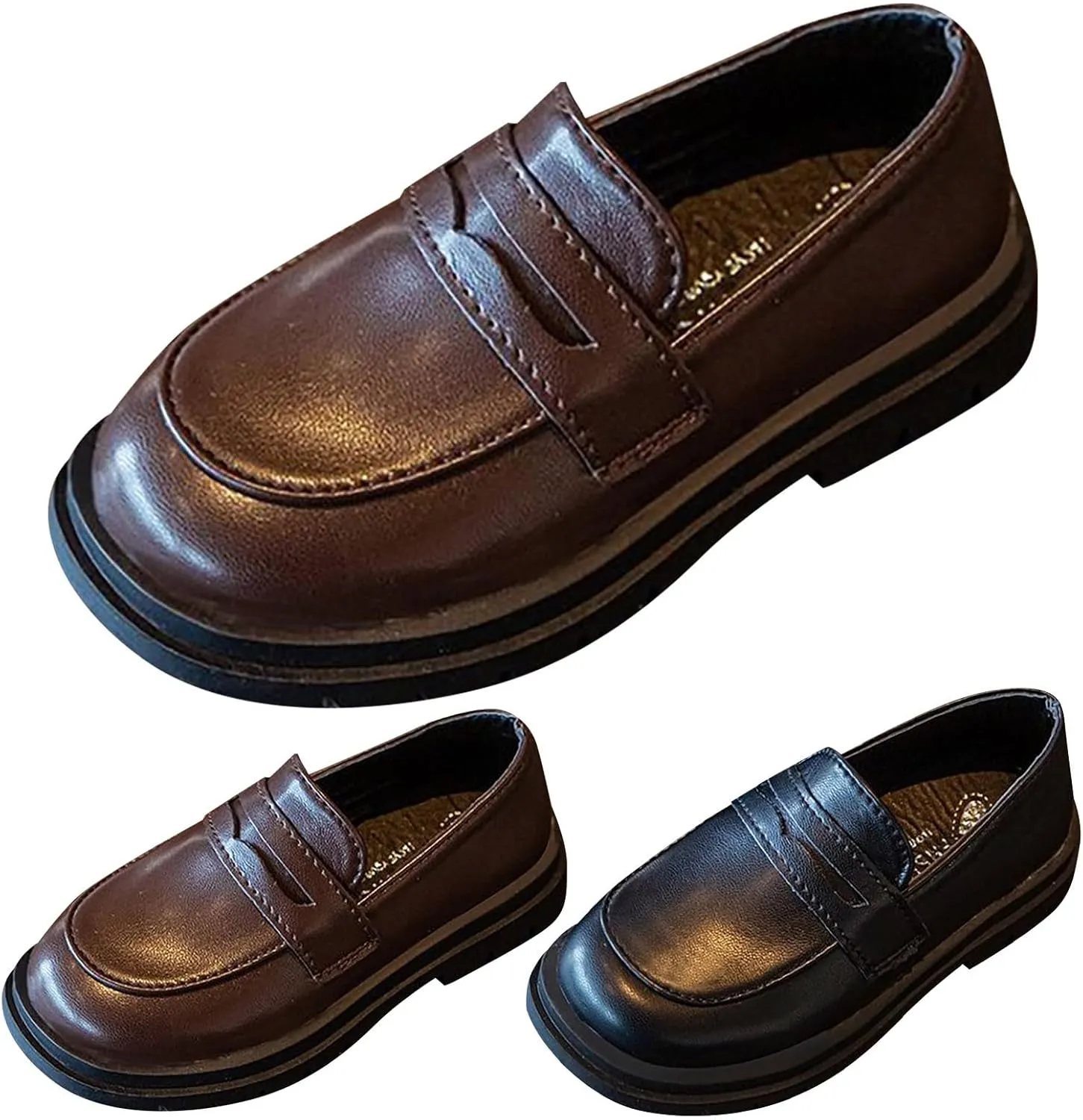 Girls Boys Small Leather Shoes Suede Slip on Loafers Lightweight Non Slip 𝐌occasins Casual Boat Dress Shoes