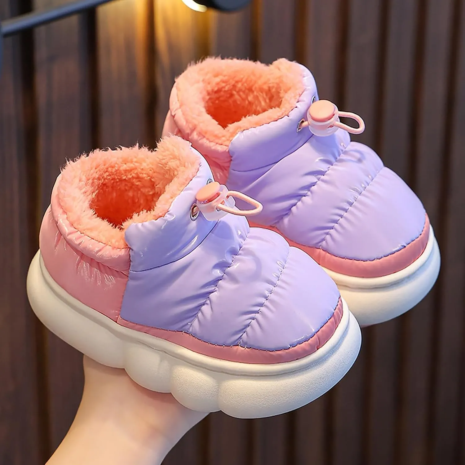 Girls Boys Snow Boots Slip Resistant Outdoor Warm Ankle Winter Shoes Toddler/Little Kid Cloud Bottom Non Slip Shoes