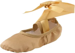 Girls Canvas Ballet Shoes Ballet Slippers with Ribbon Kids Toddler Dance Shoes Girls Ballerina Pointe Shoes