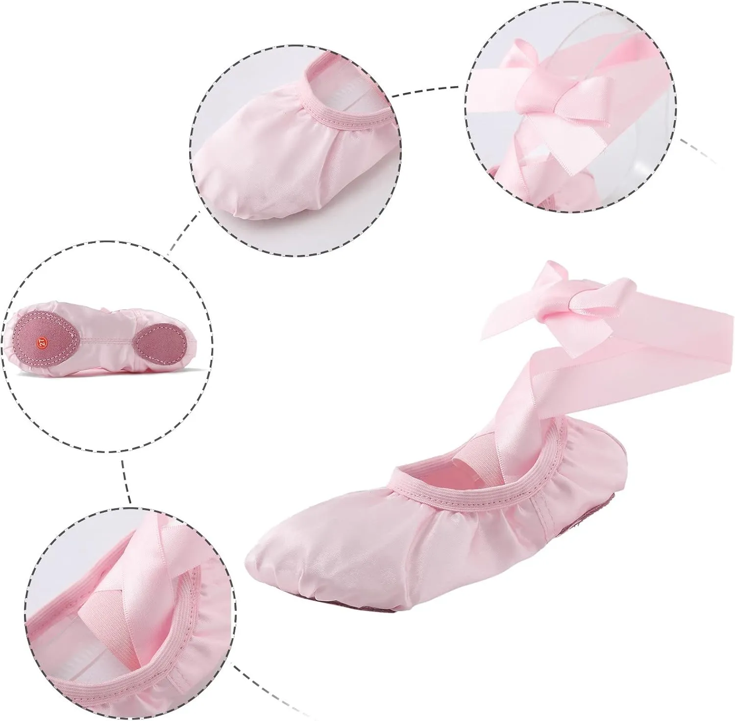 Girls Canvas Ballet Shoes Ballet Slippers with Ribbon Kids Toddler Dance Shoes Girls Ballerina Pointe Shoes