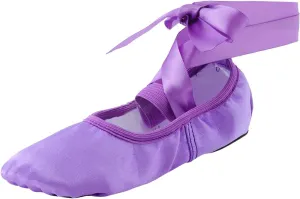 Girls Canvas Ballet Shoes Ballet Slippers with Ribbon Kids Toddler Dance Shoes Girls Ballerina Pointe Shoes