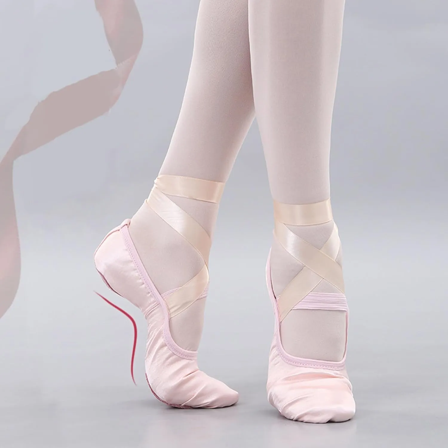 Girls Dance Shoe Ballet Pointe Slippers Ballet Flat Shoes with Ribbons Ballerina Slippers for Women Yoga Shoes