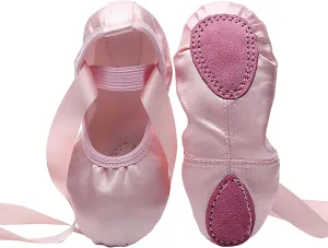 Girls Dance Shoe Ballet Pointe Slippers Ballet Flat Shoes with Ribbons Ballerina Slippers for Women Yoga Shoes